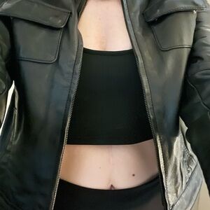 Members Only Black Leather Outerwear XS